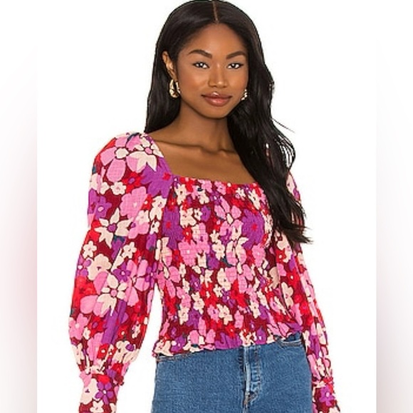 Women’s Free People Ariana Printed Top in Party Combo Size Large - Picture 1 of 9